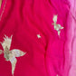 AARI SEQUINS EMBROIDERED BRID MOTIFS ON PINK SHADED CHIFFON SAREE