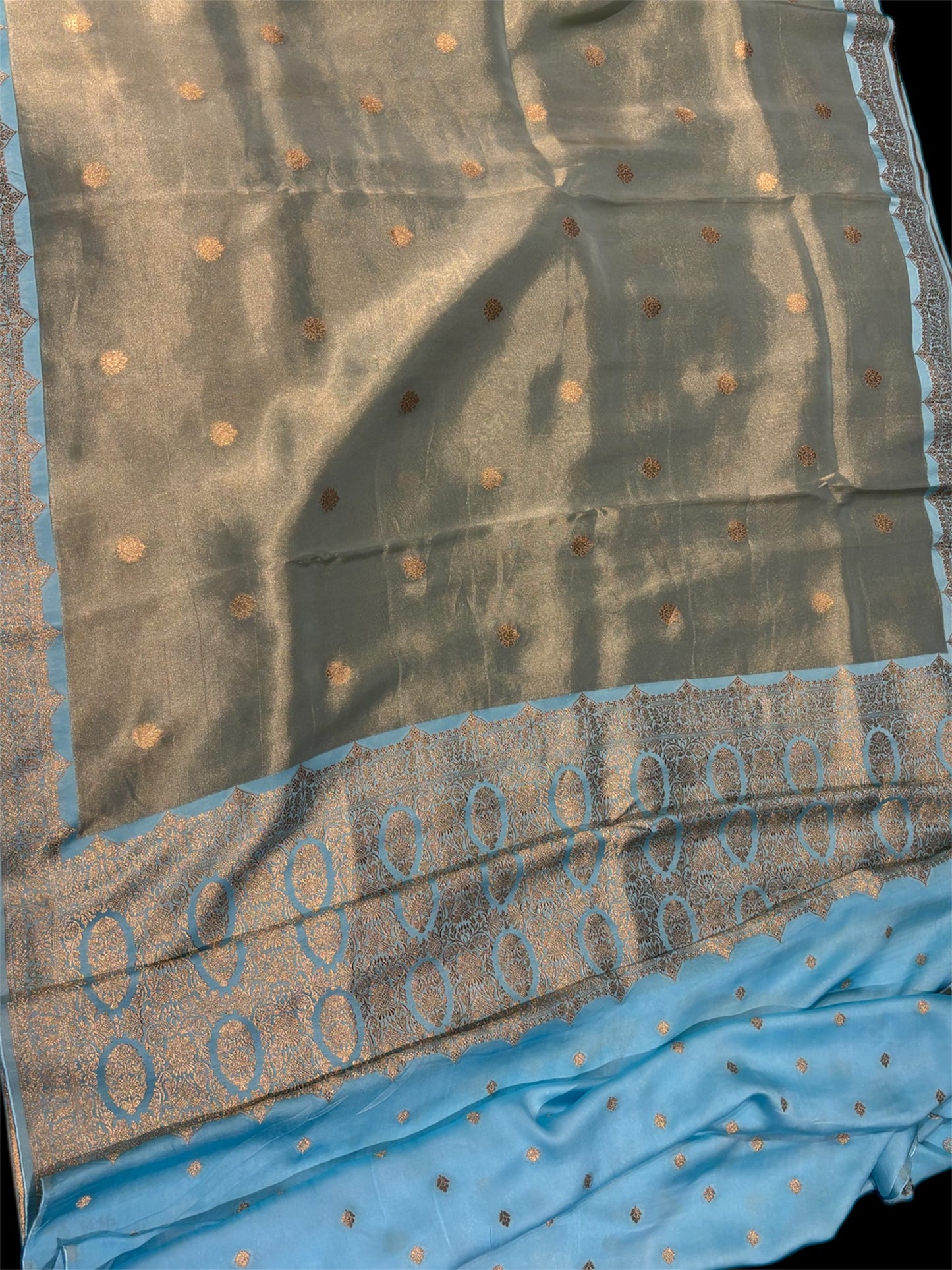 AQUA COLOUR BANARASI TISSUE SAREE