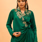 EMERALD GREEN SATIN DRESS WITH ZARDOZI EMBROIDERY