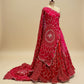 SHADED RED GEORGETTE BANDHANI LEHENGA EMBELLISHED WITH GOTA WORK