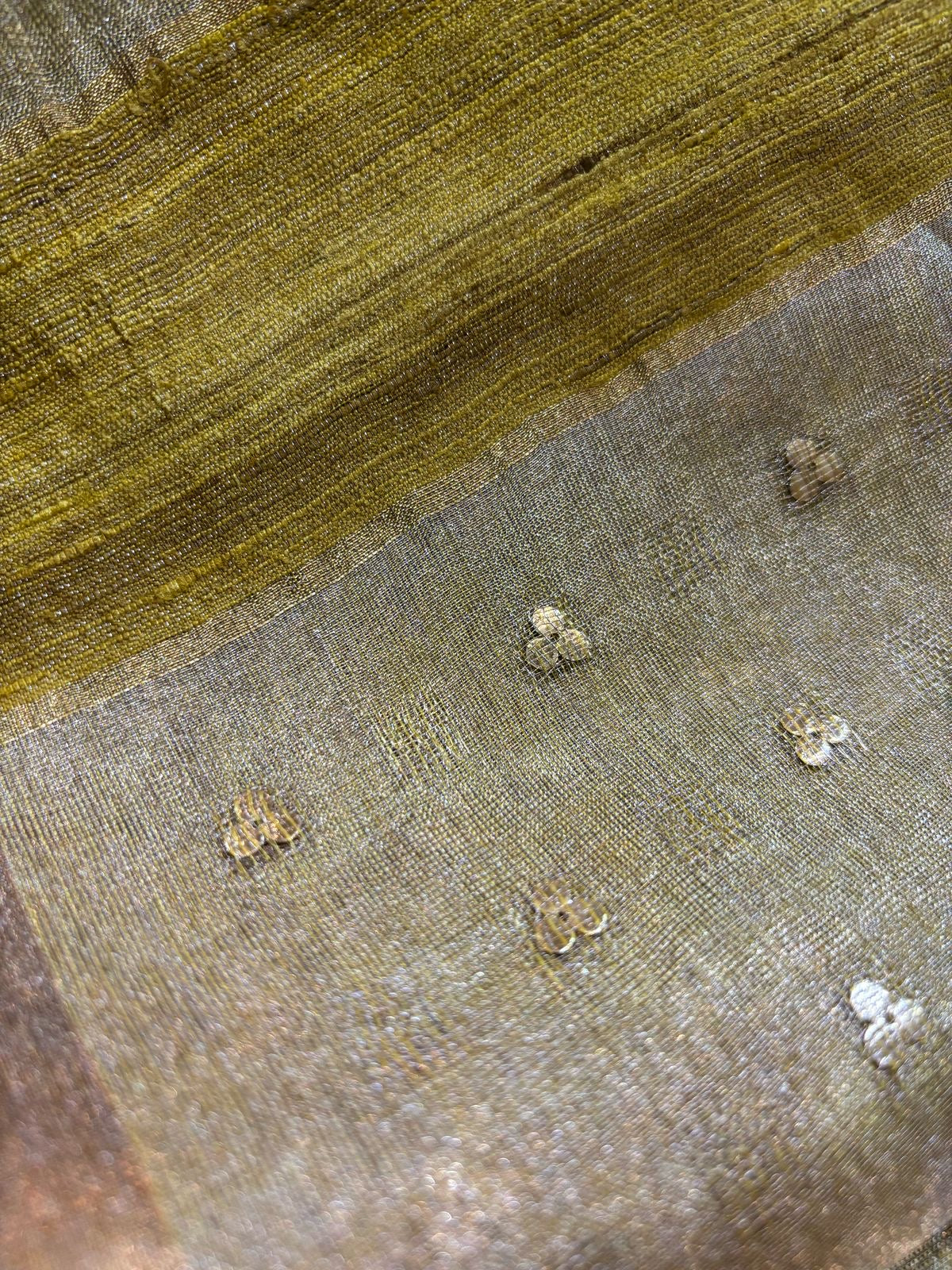 PISTA GREEN SOFT TISSUE SAREE WITH SEQUINS IN THE WEAVE