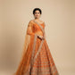 ORANGE BRIDAL LEHENGA WITH AARI ZARDOZI & PEARL HAND EMBROIDERY