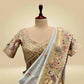 IVORY & GOLD COLOUR TISSUE SAREE WITH KASAB & RESHAM EMBROIDERY, PAIRED WITH A READYMADE BLOUSE