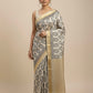 BEIGE PURE MUNGA SILK PRINTED SAREE WITH ZARI BORDER
