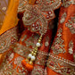 ORANGE BRIDAL LEHENGA WITH AARI ZARDOZI & PEARL HAND EMBROIDERY