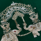 BOTTLE GREEN CHIFFON SAREE WITH INTRICATE AARI ZARDOZI EMBROIDERED ELEPHANT TEMPLE MOTIFS