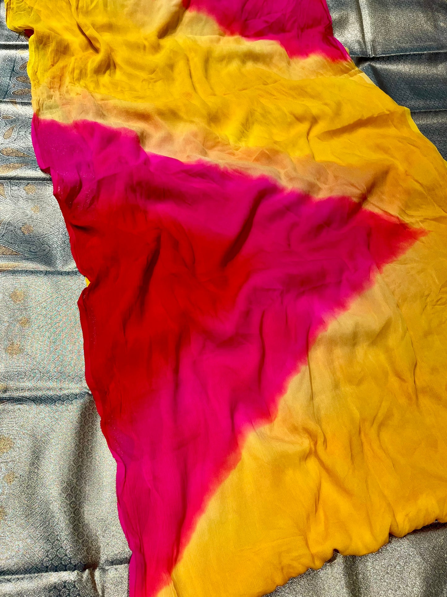 PURE CHIFFON SUNSET-SHADED SAREE