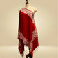 RED WOOLLEN SHAWL WITH KASHMIRI RESHAM EMBROIDERED BORDER