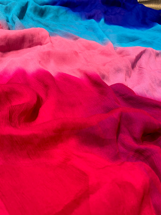 PURE CHIFFON MULTI-SHADED SAREE