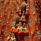 ORANGE BRIDAL LEHENGA WITH AARI ZARDOZI & PEARL HAND EMBROIDERY