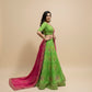 PARROT GREEN AND RANI PINK PURE GEORGETTE OJARIYA LEHENGA WITH GOTA PATTI WORK