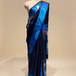 BLUE PURE SATIN PRINTED SAREE