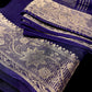 PURPLE PLAIN CHINON SAREE WITH GOLDEN ZARI WOVEN BORDER AND CREPE BLOUSE (DELIVERY IN 20 DAYS)