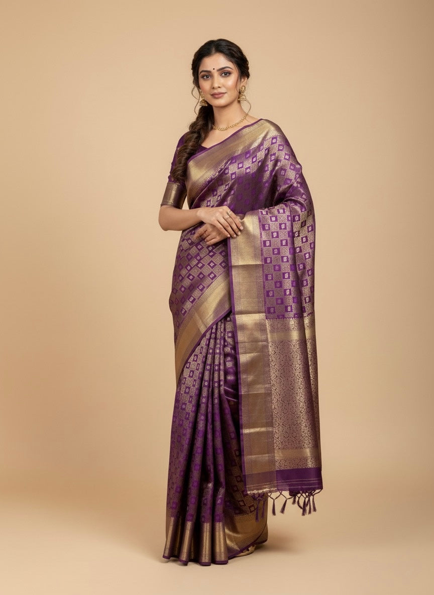 ROYAL PURPLE PURE KANJIVARAM SILK SAREE
