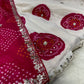 WHITE & RANI PINK GEORGETTE OJARIYA LEHENGA EMBELLISHED WITH GOTA PATTI WORK