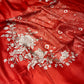 TERRACOTTA RED COLOUR PURE TUSSAR SILK SAREE WITH PARSI EMBROIDERY
