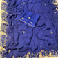 NAVY BLUE CHIFFON EMBROIDERED SAREE WITH SEQUINS, CUTDANA & AARI WORK - Kothari Sons