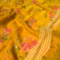 MUSTARD COLOUR SHADED CHIFFON FLORAL PRINTED SAREE
