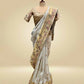 IVORY & GOLD COLOUR TISSUE SAREE WITH KASAB & RESHAM EMBROIDERY, PAIRED WITH A READYMADE BLOUSE