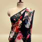 BLACK PURE GEORGETTE FLORAL PRINTED SAREE (DELIVERY IN 20 DAYS)