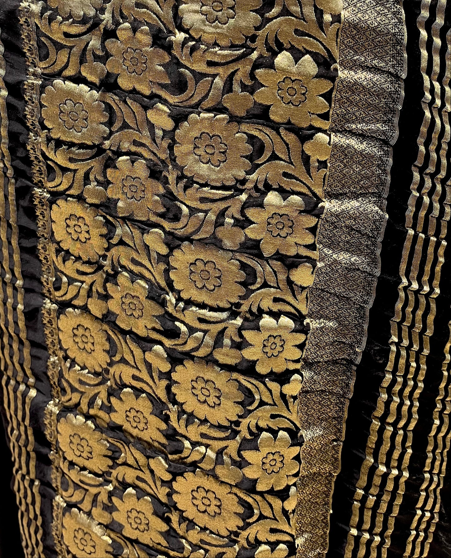 BLACK COLOUR MODAL SILK SATIN SAREE WITH BANARASI PALLA