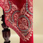 RED WOOLLEN SHAWL WITH KASHMIRI RESHAM EMBROIDERED BORDER