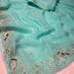LIGHT BLUE CHIFFON SAREE EMBROIDERED WITH AARI WORK - Kothari Sons