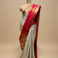 IVORY AND CRIMSON RED PURE KANJIVARAM SILK SAREE