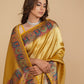 MUSTARD-GOLD DRILL WEAVE SILK SAREE WITH KANI WEAVE BORDER & PALLA