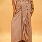 MAUVE CAPE BLOUSE & DRAPED SATIN SKIRT SET WITH PIPE BEAD EMBELLISHMENTS