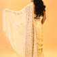 CHAMPAGNE GOLD CONTEMPORARY SAREE FEATURING EMBROIDERED BLOUSE, PALLA & FRINGE HIGHLIGHTS