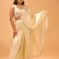 CHAMPAGNE GOLD CONTEMPORARY SAREE FEATURING EMBROIDERED BLOUSE, PALLA & FRINGE HIGHLIGHTS