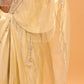 CHAMPAGNE GOLD CONTEMPORARY SAREE FEATURING EMBROIDERED BLOUSE, PALLA & FRINGE HIGHLIGHTS