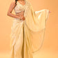 CHAMPAGNE GOLD CONTEMPORARY SAREE FEATURING EMBROIDERED BLOUSE, PALLA & FRINGE HIGHLIGHTS