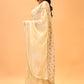 CHAMPAGNE GOLD CONTEMPORARY SAREE FEATURING EMBROIDERED BLOUSE, PALLA & FRINGE HIGHLIGHTS