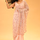 BLUSH PINK FLORAL EMBROIDERED NET SAREE