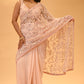 BLUSH PINK FLORAL EMBROIDERED NET SAREE