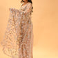 DUSTY ROSE BEIGE COLOUR FLORAL EMBROIDERED NET SAREE