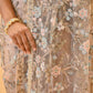 DUSTY ROSE BEIGE COLOUR FLORAL EMBROIDERED NET SAREE