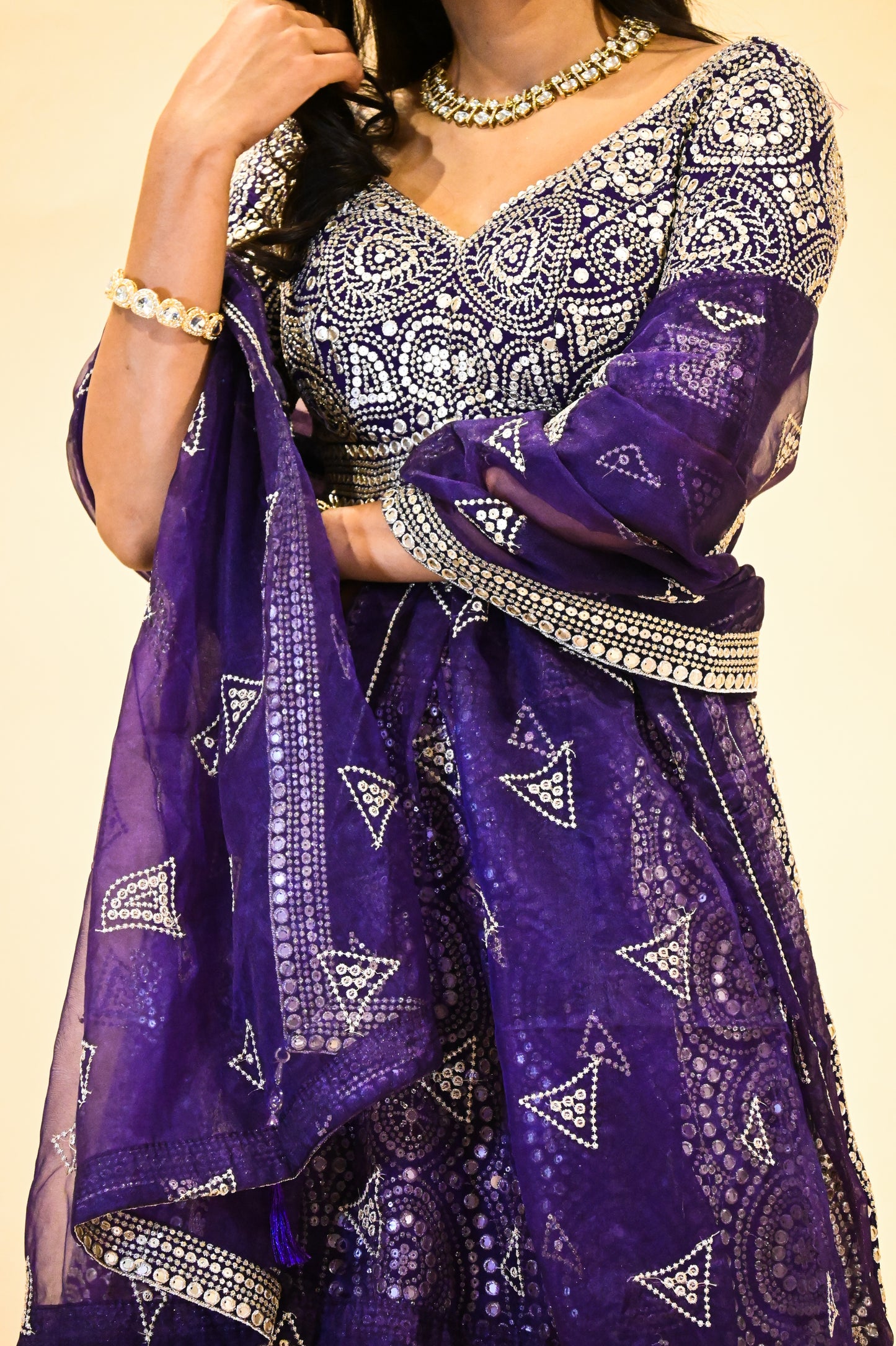ROYAL PURPLE EMBELLISHED LEHENGA & BLOUSE WITH MATCHING DUPATTA