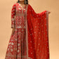 VERMILION RED EMBROIDERED ANARKALI WITH DUPATTA