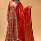 VERMILION RED EMBROIDERED ANARKALI WITH DUPATTA
