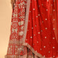 VERMILION RED EMBROIDERED ANARKALI WITH DUPATTA