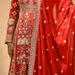VERMILION RED EMBROIDERED ANARKALI WITH DUPATTA