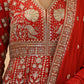 VERMILION RED EMBROIDERED ANARKALI WITH DUPATTA