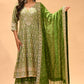 MEHENDI GREEN EMBROIDERED SHARARA SET WITH DUPATTA
