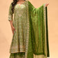 MEHENDI GREEN EMBROIDERED SHARARA SET WITH DUPATTA