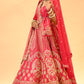 BRIDAL PINK HAND-EMBROIDERED LEHENGA SET WITH DOUBLE DUPATTA & MATCHING POTLI BAG