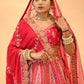 BRIDAL PINK HAND-EMBROIDERED LEHENGA SET WITH DOUBLE DUPATTA & MATCHING POTLI BAG