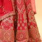 BRIDAL PINK HAND-EMBROIDERED LEHENGA SET WITH DOUBLE DUPATTA & MATCHING POTLI BAG